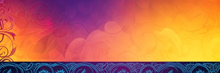 A vibrant flat color background with a colorful mandala pattern border decoration, copy space concept, Hispanic Heritage Month