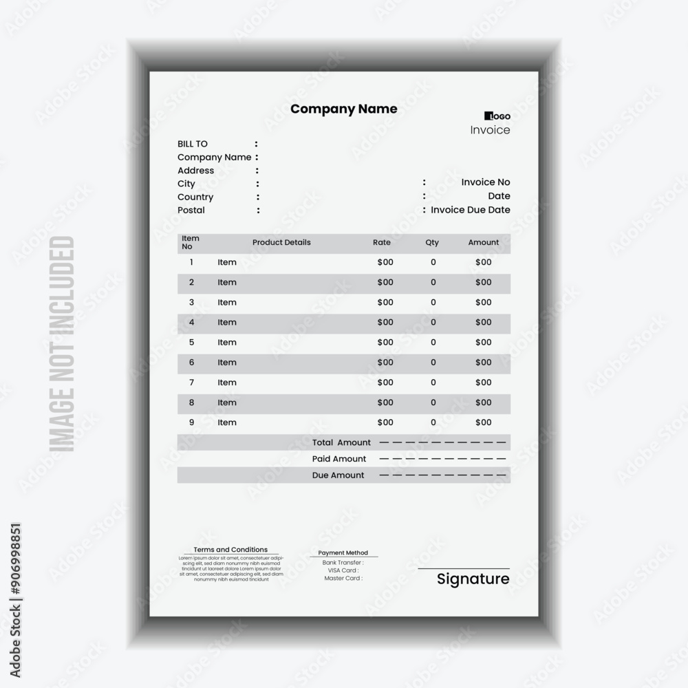 Inv Templete invoice template. two color invoice template. minimal invoice form ...