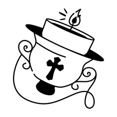 Sticker - A doodle style icon of vigil lamp