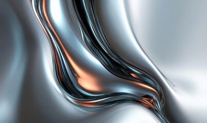 Wall Mural - Chrome Metal Wave Background, Generative AI