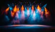 © Raool - Theater stage light background with spotlight illuminated the stage.. Empty stage with bright colors backdrop decoration. Entertainment show, Generative AI