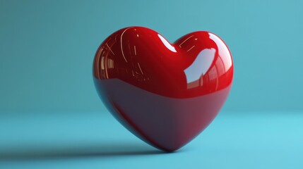 Red heart on blue background. A great symbol of love, care and relationships. Valentine's Day.