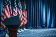© Raool - Podium and american flag in row, US presidential election, Generative AI
