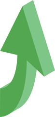 Sticker - Green 3d arrow pointing upward, symbolizing growth, success, and progress