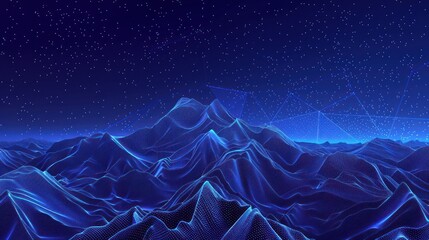 Sticker - Abstract Digital Mountain Range with Starry Sky