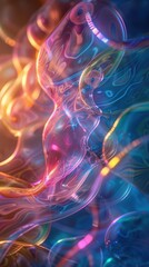 Poster - Abstract iridescent bubbles with a vibrant glow. AI.