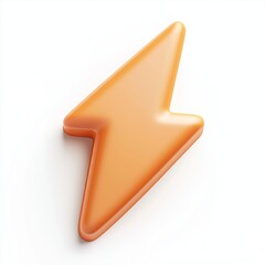 Sticker - Stylized Orange Lightning Bolt Icon in 3D Design