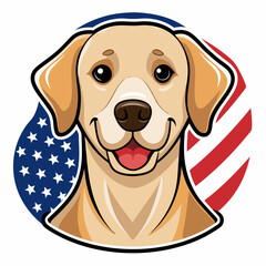 Canvas Print - dog with US flag in ware dress vector illustration 