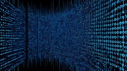 A computer screen with a blue background and a lot of numbers