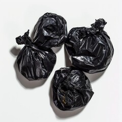 Medium shot of black Garbage, isolated on a white background, bright and vivid tonality 