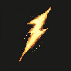 Sticker - Stylized Lightning Bolt Icon in Pixel Art