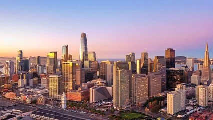 Wall Mural - San Francisco downtown buildings skyline aerial