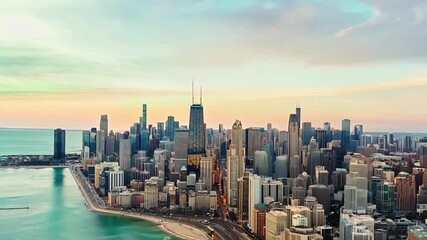 Canvas Print - Chicago downtown skyline buildings 