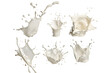 © AnaWein - Set of milk splash, wave, swirls isolated on transparent background. PNG, cutout. Dairy cream splashes, flying milk in the air, drops and blots.