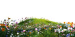 © blinkstud.io - Green hills of flowers and flora landscape cut out PNG isolated transparent overlay