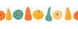 © _Julia_red - Colorful autumn pumpkins horizontal seamless background. Seasonal fall harvest.  Hand drawn  flat vector illustration isolated on white background, design element. Seasonal fall banner