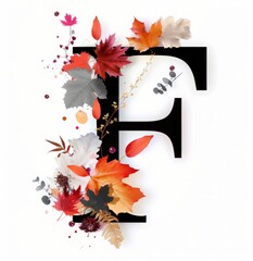 Wall Mural - Colorful Autumn Leaves Decorating Letter H in Artistic Design