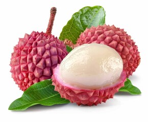 Wall Mural - lychees on a white background