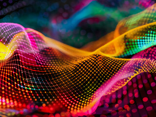 Abstract colorful wave pattern flowing on black background