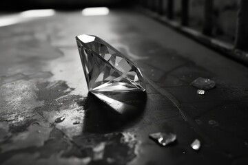 Poster - a diamond on a black background, diamond shape with sharp angles, representing precision and clarity