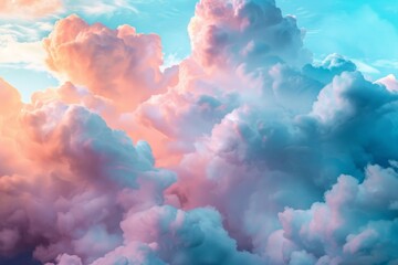 Leinwandbilder - Cloud backgrounds in soft shades of pink and blue, perfect for whimsical designs