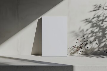 Aufkleber - A blank white canvas stands leaning against a wall bathed in dappled sunlight, creating a serene and inviting atmosphere, perfect for artistic inspiration and contemplation.
