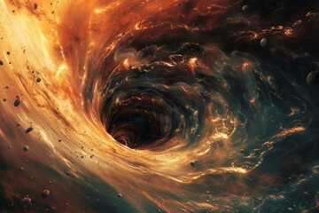 Fototapete - a spiral shaped object in the sky, cosmic whirlpool pulling celestial bodies into its abyss
