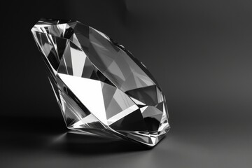 Poster - a diamond on a black background, diamond shape with sharp angles, representing precision and clarity