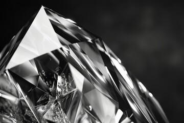 Poster - a diamond on a black background, diamond shape with sharp angles, representing precision and clarity