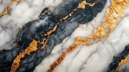 Wall Mural -  Abstract Marble Texture with Gold and Blue Veins 