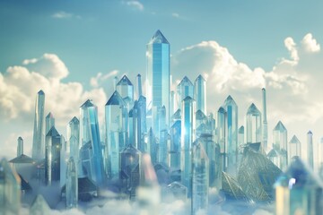 Poster - a city with a lot of tall buildings in the sky,