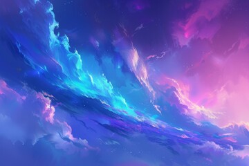 Fototapete - a painting of a blue and purple swirl, Galaxy backgrounds in vibrant shades of blue and purple, evoking a sense of wonder