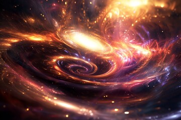 Fototapete - a spiral galaxy with stars and a black hole, galaxy with spiral arms and brightly glowing stars creating a beautiful 3D effect