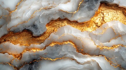 Wall Mural -  Abstract Marble Texture with Gold and Blue Veins 