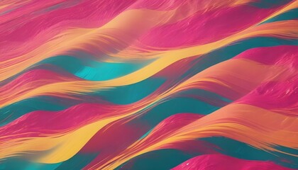 Wall Mural - Abstract, wavy patterns in shades of pink, yellow, and teal, creating a dynamic and fluid design.