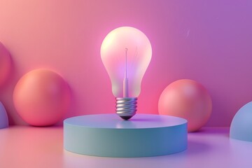 Aufkleber - a light bulb sitting on top of a table, rotating 3D icon of a lightbulb symbolizes ideas