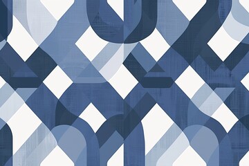 Aufkleber - a close up of a woven material with a blue background, seamless pattern featuring interlocking geometric shapes