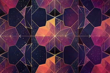Aufkleber - a close up of a woven material with a blue background, seamless pattern of geometric stars and polygons