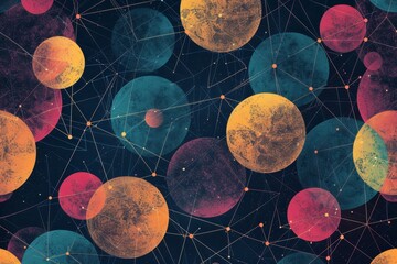 Fototapete - a book cover with a colorful background of circles, seamless pattern of interconnected circles and dots