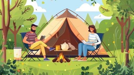 Canvas Print - camping in the tent