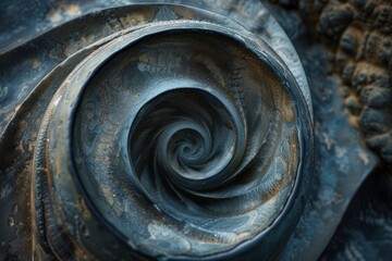 Fototapete - a spiral design with a blue background, spiral design expanding outward, representing growth and expansion