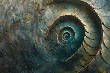 Fototapete - a spiral design with a blue background, spiral design expanding outward, representing growth and expansion