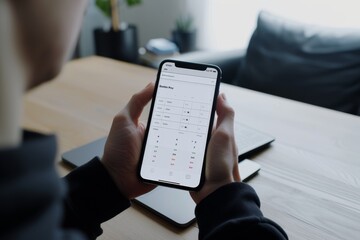 Leinwandbilder - a cell phone sitting on top of a desk next to a laptop, time management app helps users organize their day effectively