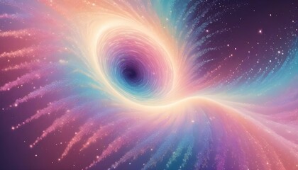 Wall Mural - Abstract image of a swirling, luminous vortex with bright, colorful streaks of light. The vortex resembles a black hole or a cosmic event, creating a sense of mystery and wonder.