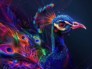 Poster - peacock with feathers