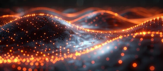 Wall Mural - abstract glowing orange lights on black background