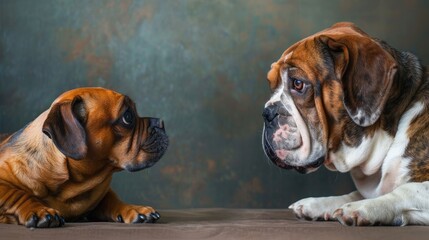 Wall Mural - Amusing Wiener Dog and Bulldog