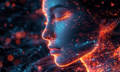 Wall Mural - an ai female assistant is subtly present in the background, enhancing the futuristic atmosphere.