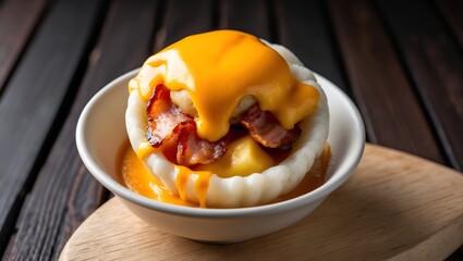 Wall Mural - Bacon & Cheese Takoyaki - Bacon and cheese inside, with a cheese sauce on top.