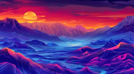 Wall Mural - Vibrant Sunset Over Mountains